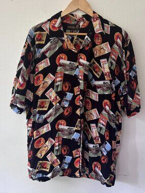 Thums Up Hawaiian Shirt Mens Large State Hawaii Camp Shirt Collared Button Front